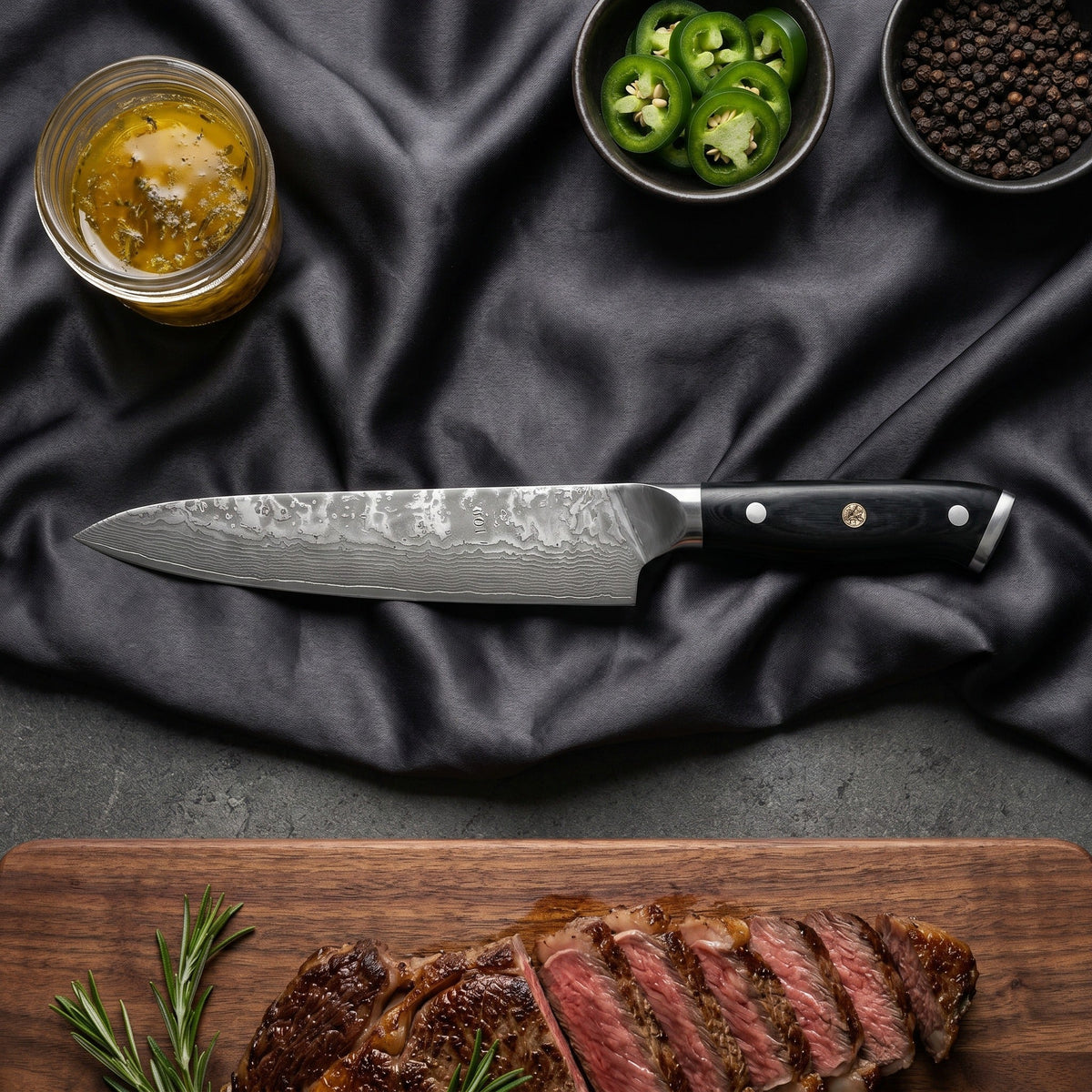Kurogane Series Knife Trio (Gyuto, Nakiri & Santoku)&nbsp;